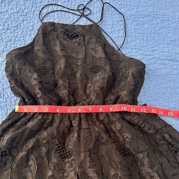 H&M Black Lace Strappy Midi Dress – Size US 6 – Open Back Floral Halter Style - Picture 7 of 12